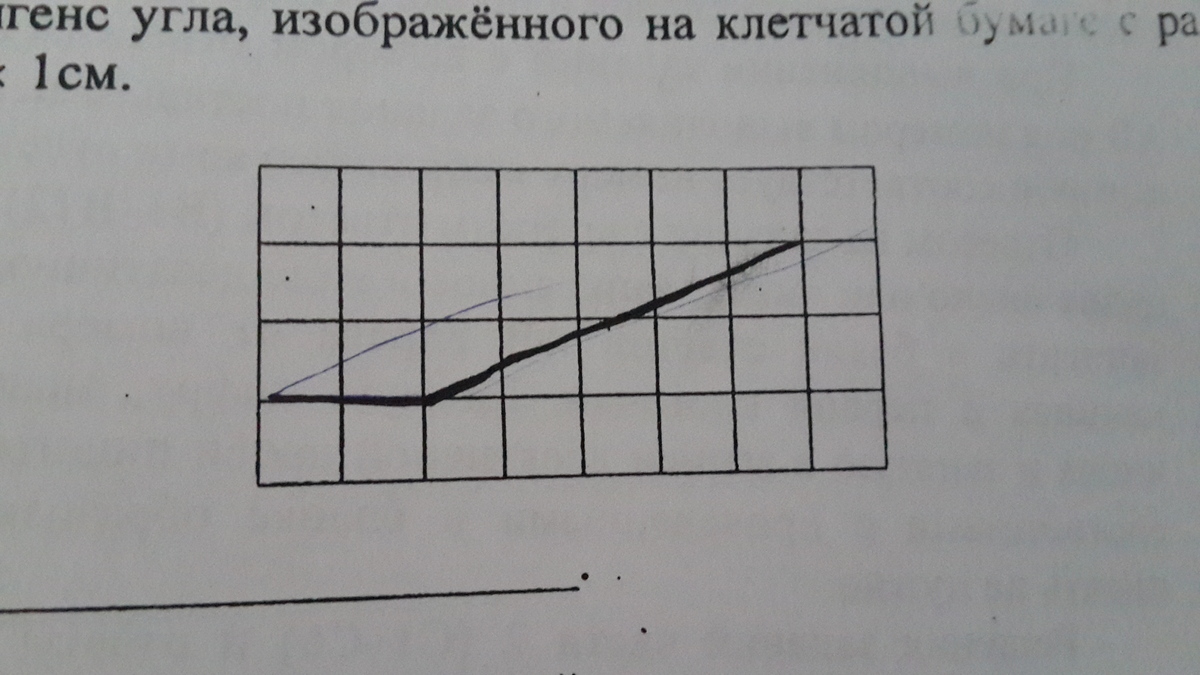 Найдите тангенс угла изображенного на рисунке если размер клетки 1 см на 1 см