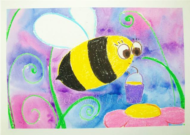 как нарисовать пчелу на цветке поэтапно для детей 4-5 лет мастер-класс