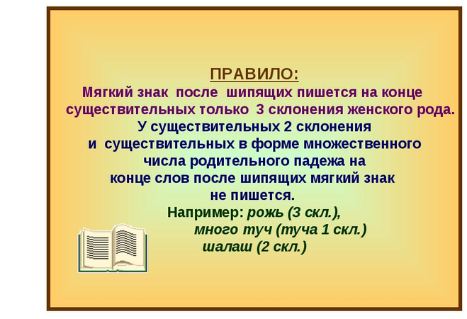 Правила окончания мягкого знака