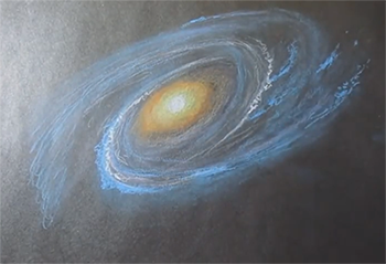 рисунок с галактикой поэтапно карандашами