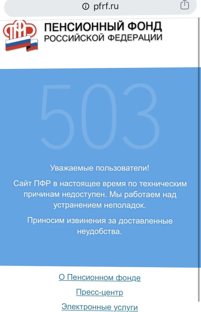 Сайт Пенсионного фонда России. Фото моё