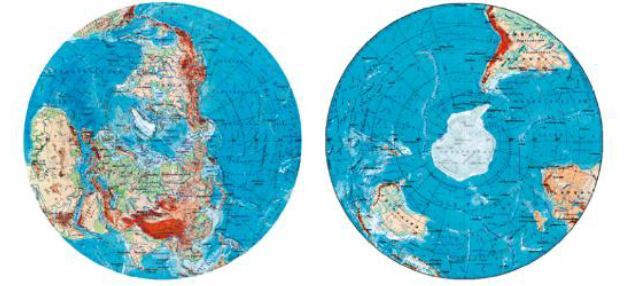 Карта северного и южного полушария земли