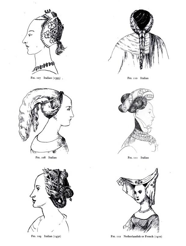 текст при наведении - модные причёски XV века