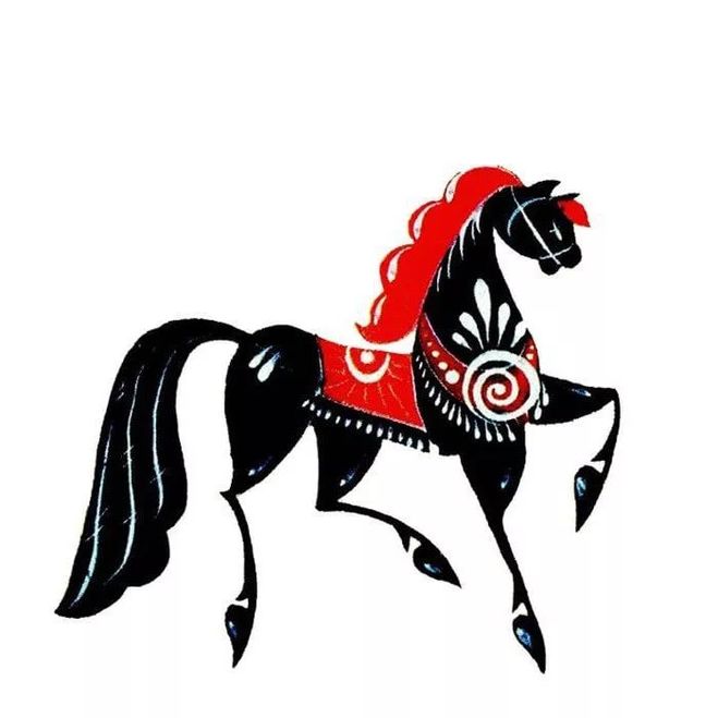 Конь в городецкой росписи, как нарисовать