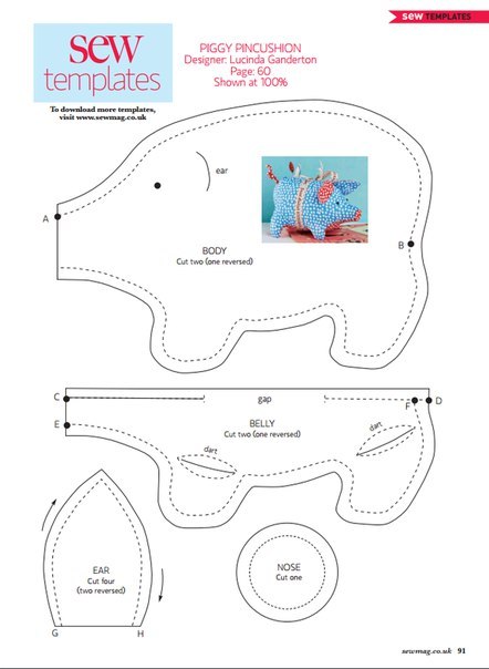 как сшить свинью в стиле пэчворк, выкройки свиньи