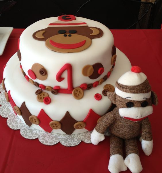 день рождения в стиле носочная обезьяна торт