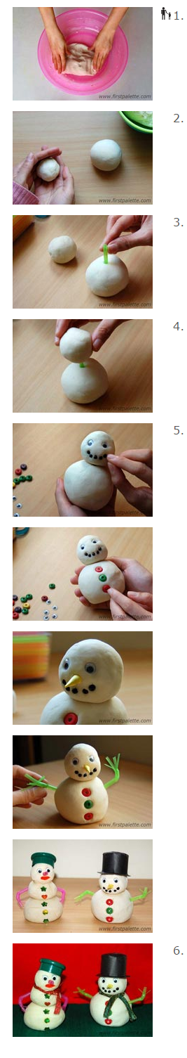 Снеговик из теста - пошаговая инструкция