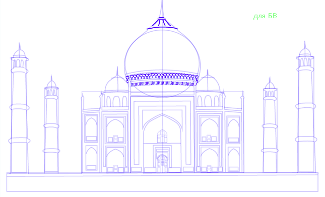 как нарисовать мечеть карандашом поэтапно