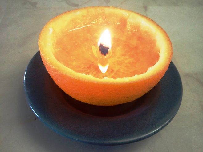свеча из апельсина