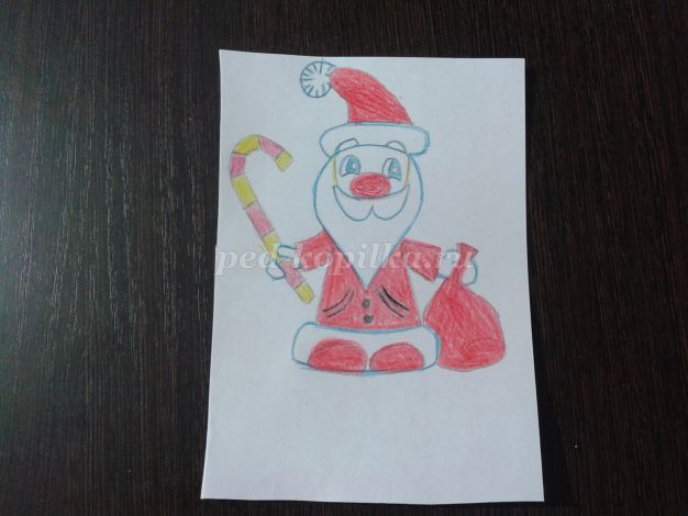 Поэтапное рисование Деда Мороза для детей