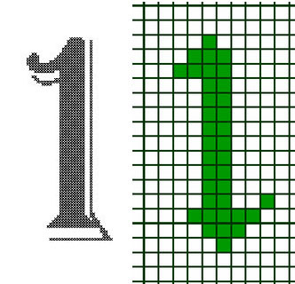 вышивка с цифрой "1" по клеточкам крестиком схема