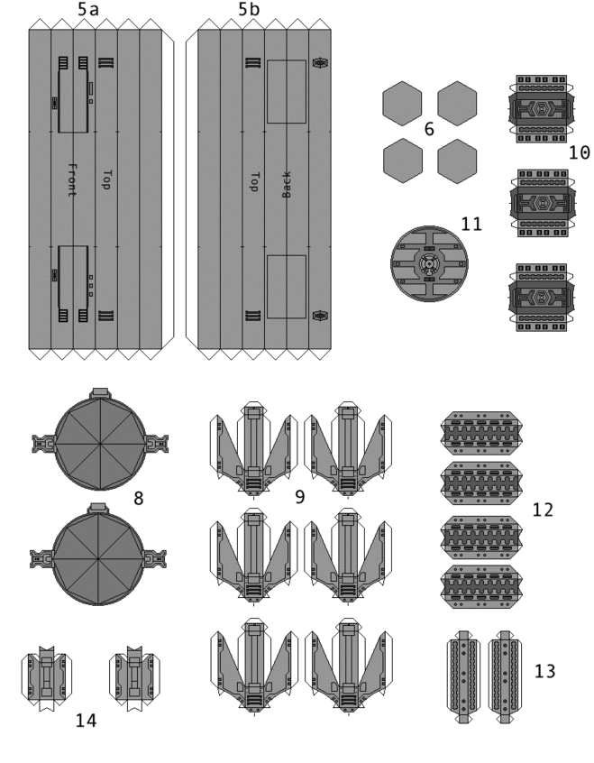схемы для сборки корабля в технике паперкрафт