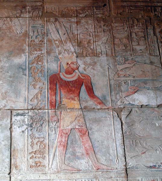 текст при наведении - барельеф-фреска с изображением Амона, Карнак