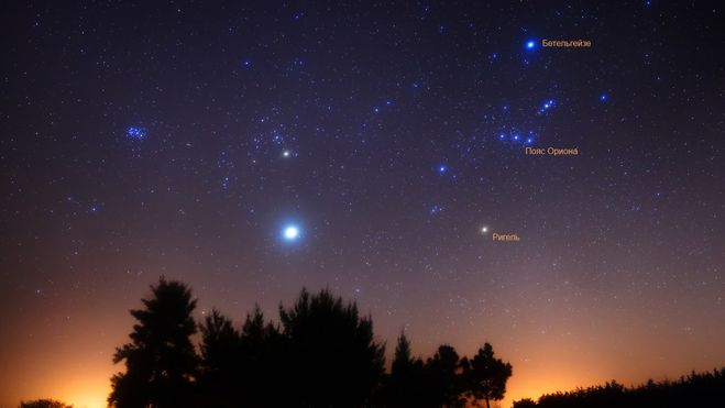 две яркие звезды в созвездии Орион