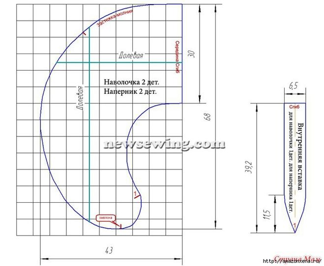 выкройка подушки для кормления