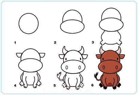 рисунок с быком простой поэтапно