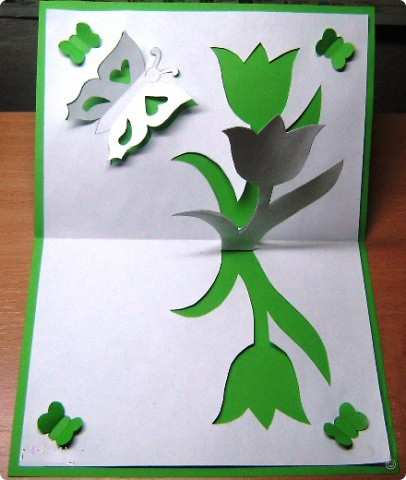 объемная открытка киригами с цветами
