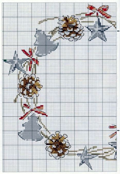 новогодние схемы вышивки крестом, новогодняя скатерть схемы вышивки крестом, новогодние мотивы вышивки крестом для салфеток
