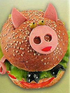 бутерброд в виде поросенка на Новый год 2019 Свиньи