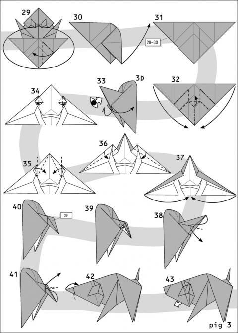 как сделать кабана свинью из бумаги, шаблоны и мастер-классы