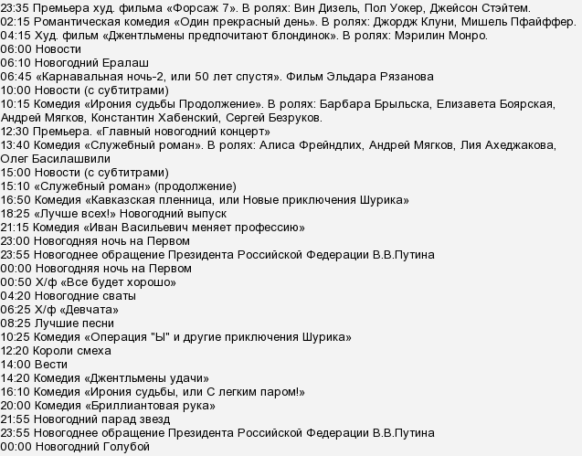 31 декабря 2023 программа передач 1. Программа передач на 31 декабря. Программа передач м1 2004.