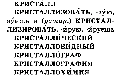 Как пишется слово небольшой кристалл