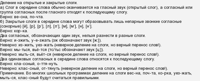 Как правильно поделить слоги