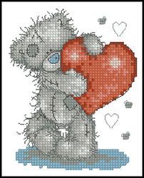 схема вышивки мишки с сердцем к 14 февраля