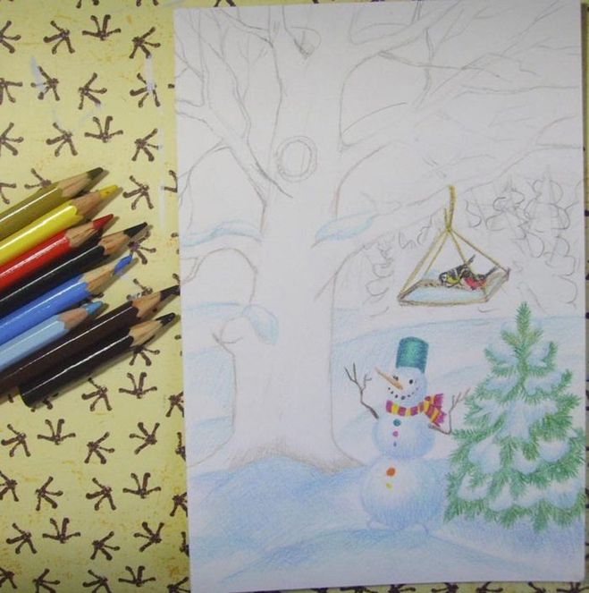 Окруж мир 2 класс Как нарисовать рисунок Красота зимы карандашом поэтапно
