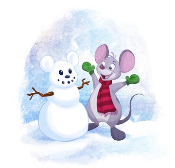 рисунок мышь из снега