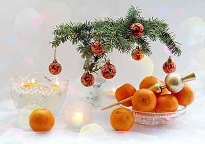 украшения из мандаринов на Новый год и Рождество