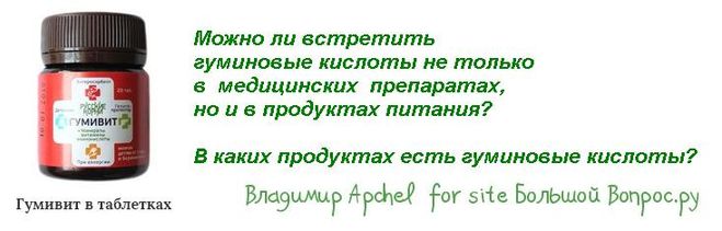 Можно ли встретить  гуминовые кислоты не только  в  медицинских  препаратах,   но и в продуктах питания? В каких продуктах есть гуминовые кислоты?
