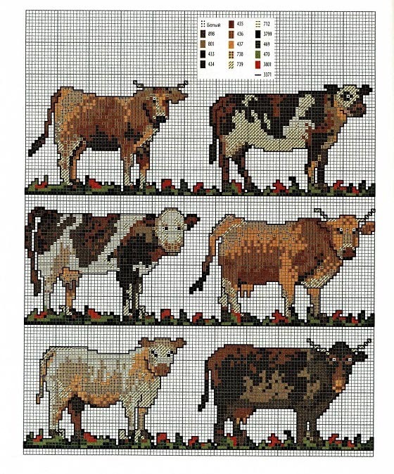 рисунок с коровой вышивка крестиком схема