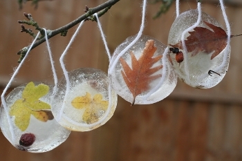 Как сделать цветные ледяные шары с листьями внутри