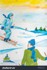 как нарисовать лыжника
