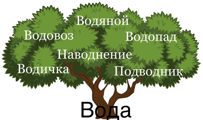 Слова из слова дерево. Однокоренное дерево. Дерево с однокоренными словами вода. Дерево слов. Дерево родственных слов.