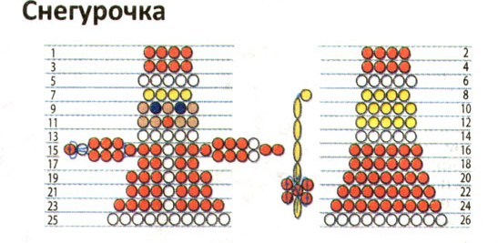 новогодняя поделка Снегурочка из бисера, схемы снегурочки