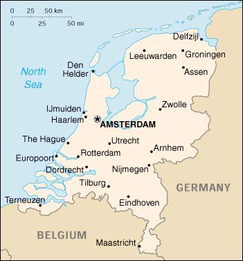 Нидерланды, карта