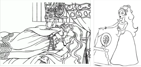 Раскраски, иллюстрации к сказке "Спящая царевна" Жуковского