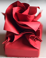 Роза оригами для украшения коробочки