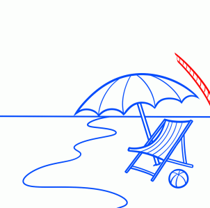рисунок с пляжем и морем карандашом поэтапно