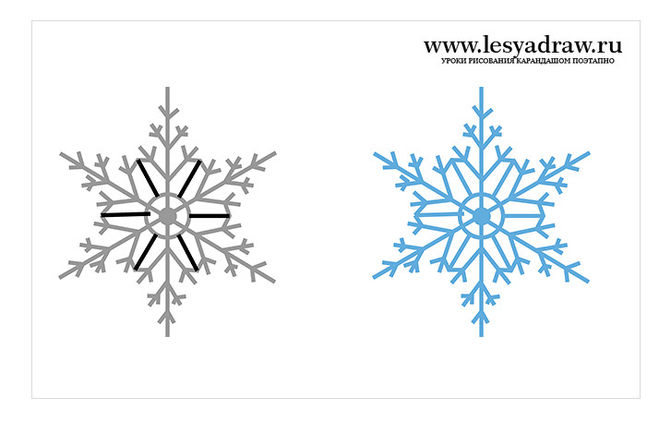 Как поэтапно нарисовать снежинку?