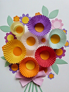 цветы 3D для открытки маме на 8 марта