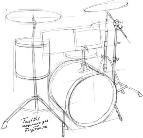 Как нарисовать барабан карандашом поэтапно