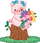 свиночка с цветами - гифка-смайлик