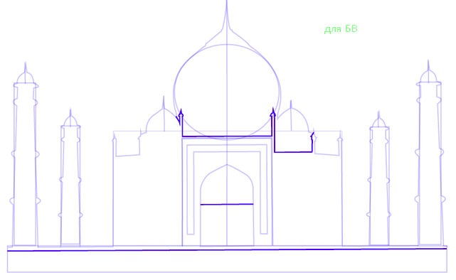 как нарисовать мечеть карандашом поэтапно