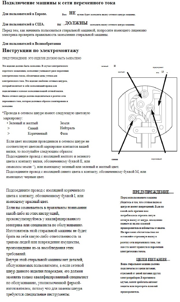 электромонтаж стиральной машины